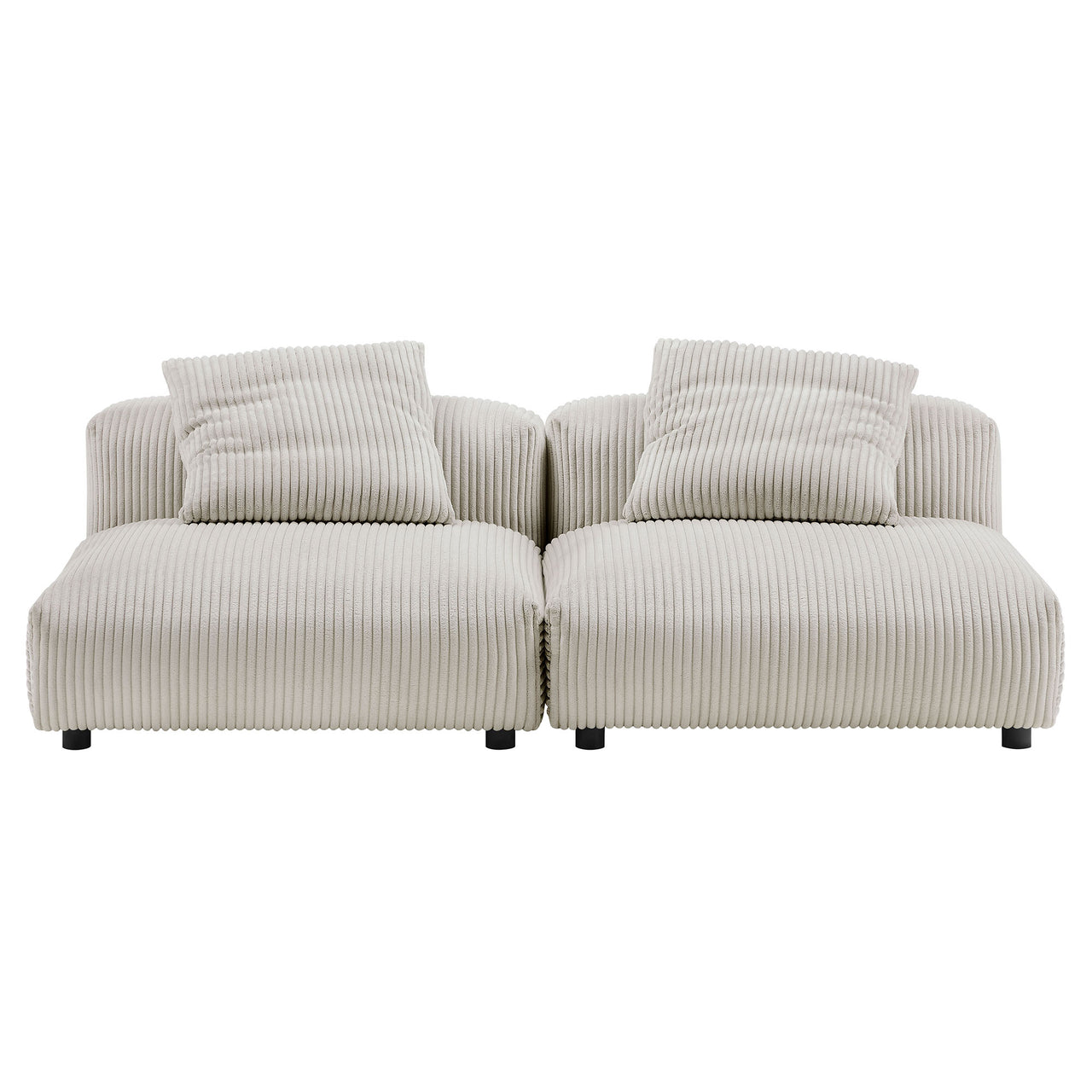 Leisure 2-Piece Modular Corduroy Sofa Sectional, Almond