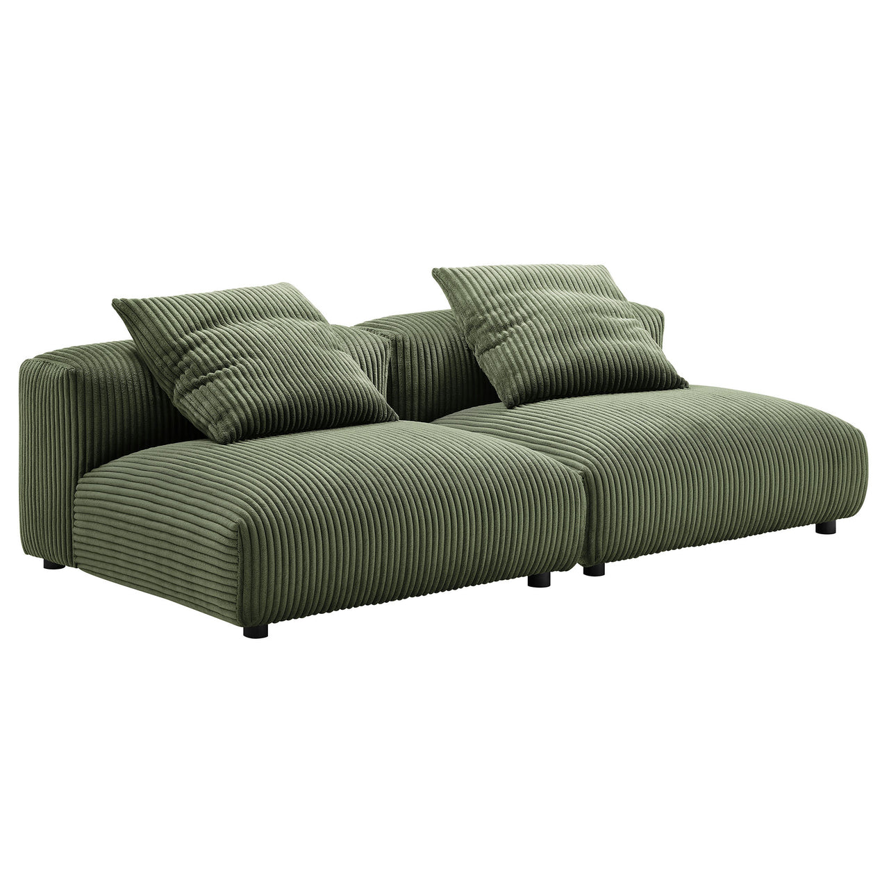 Leisure 2-Piece Modular Corduroy Sofa Sectional, Fern