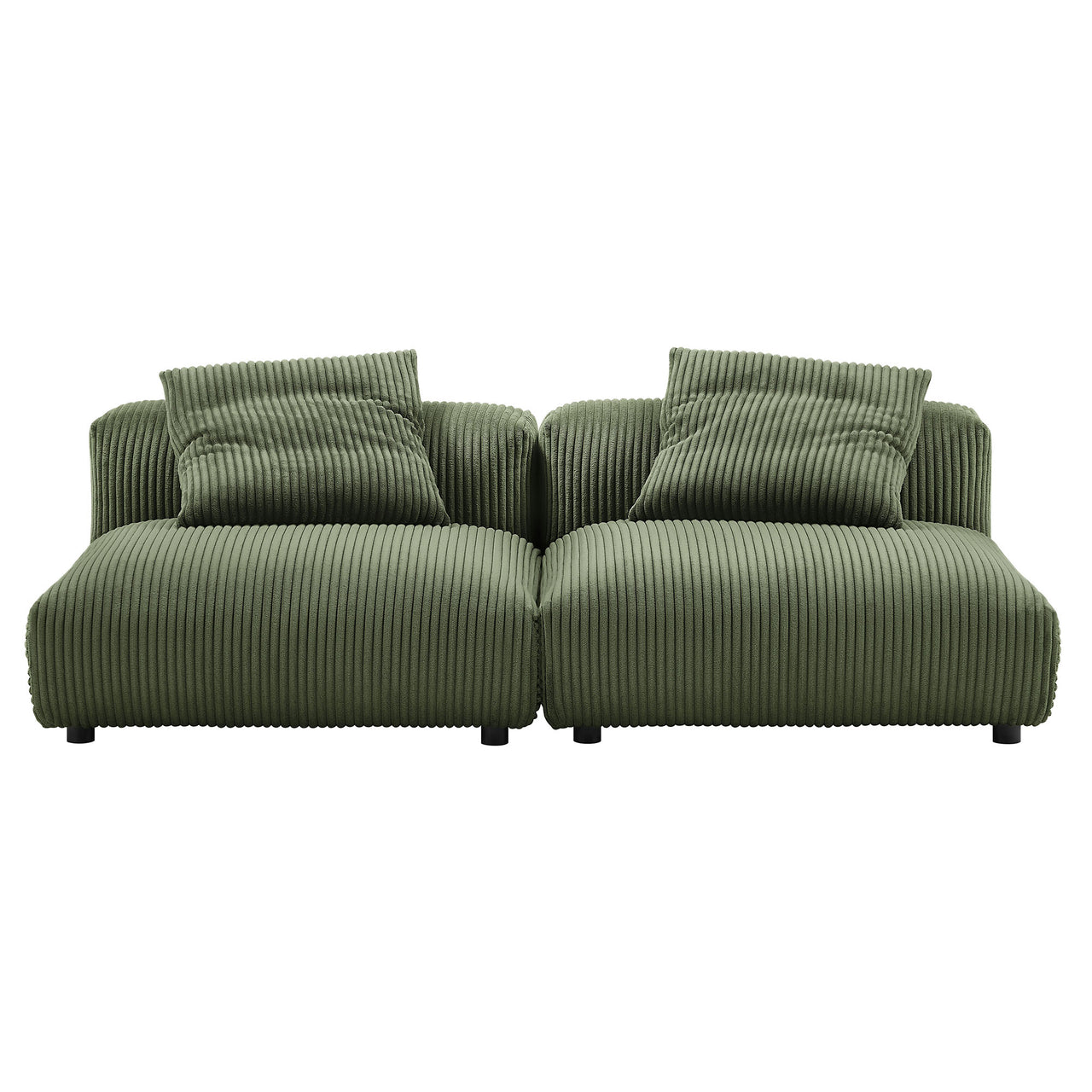 Leisure 2-Piece Modular Corduroy Sofa Sectional, Fern