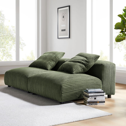 Leisure 2-Piece Modular Corduroy Sofa Sectional, Fern