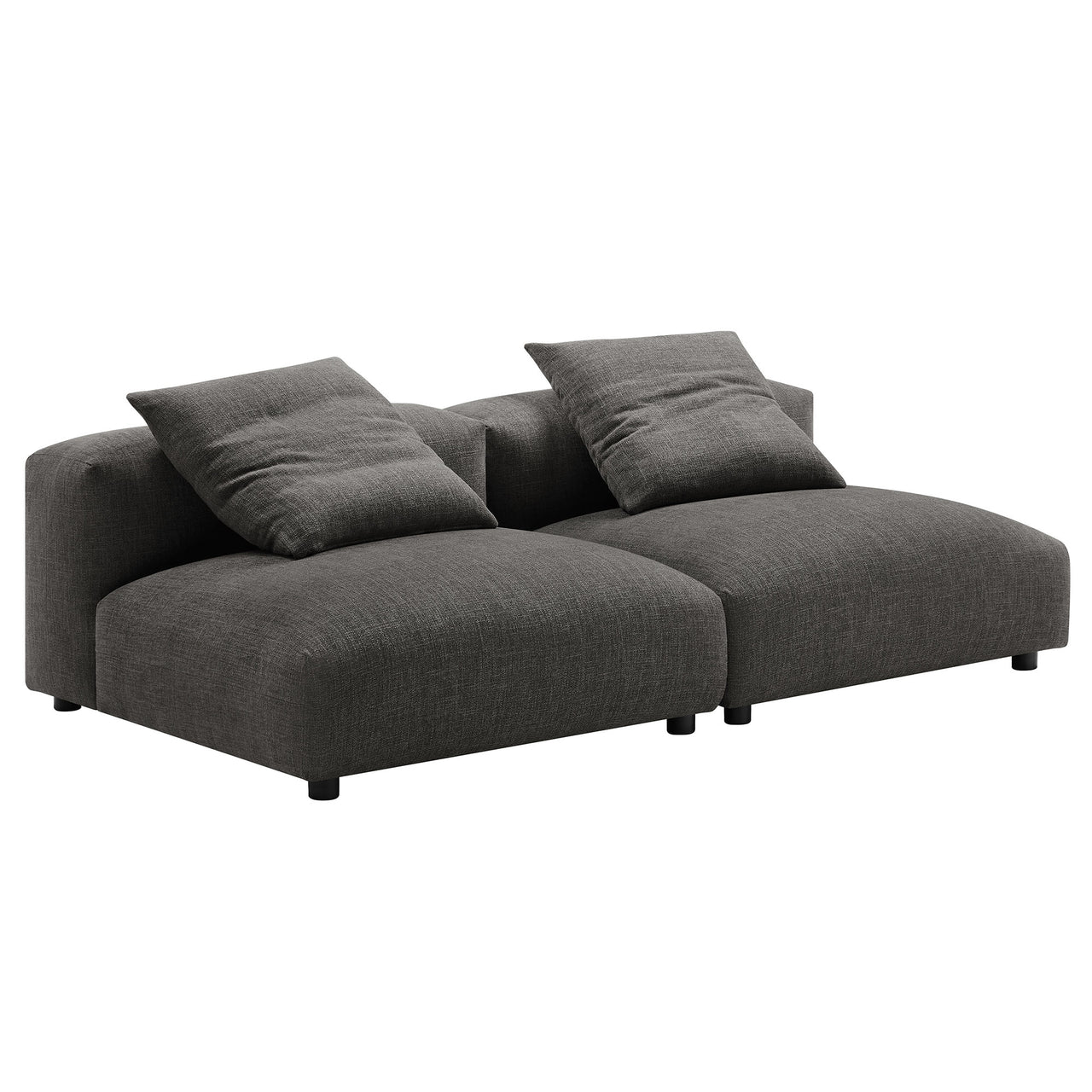 Leisure 2-Piece Modular Fabric Sofa Sectional, Charcoal