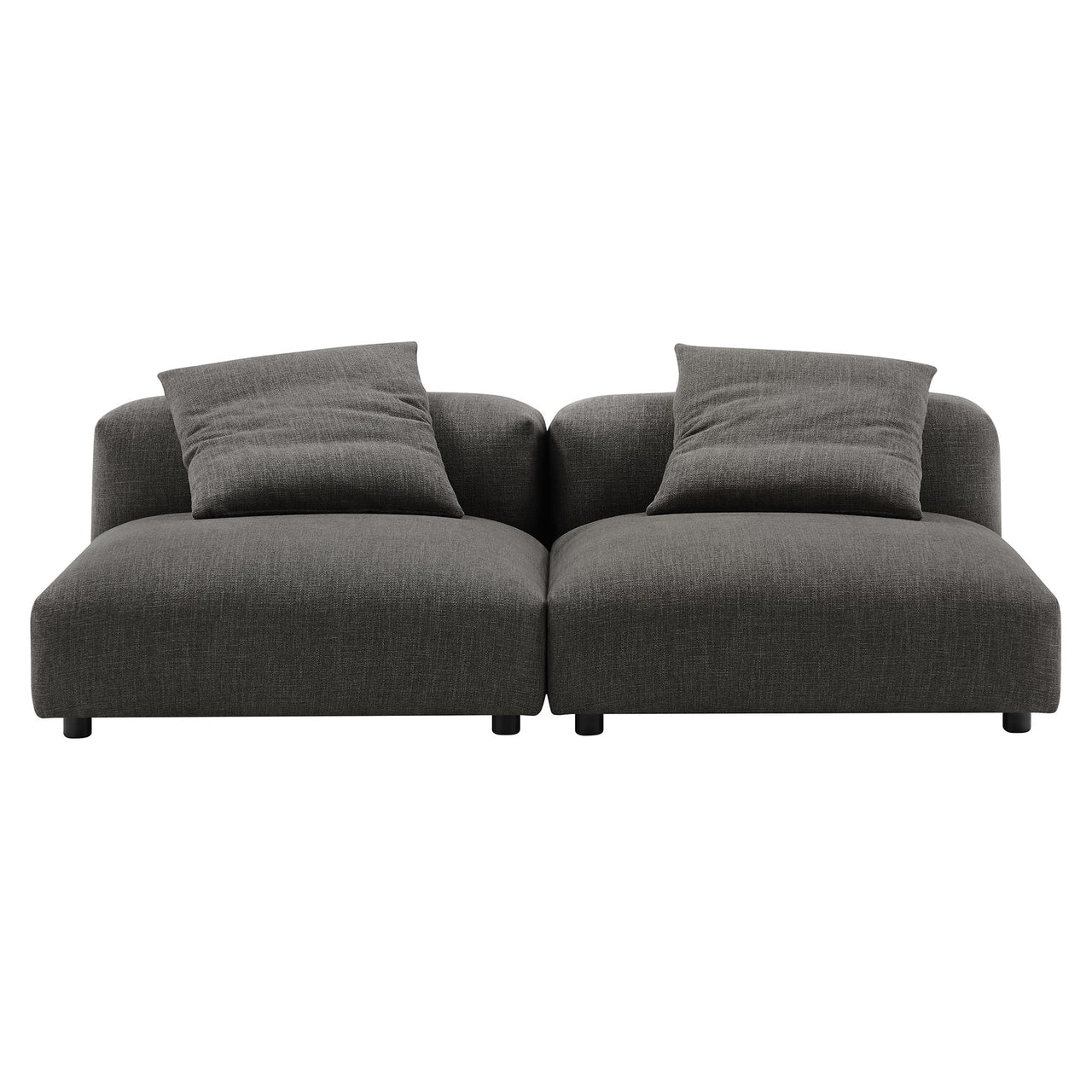 Leisure 2-Piece Modular Fabric Sofa Sectional, Charcoal