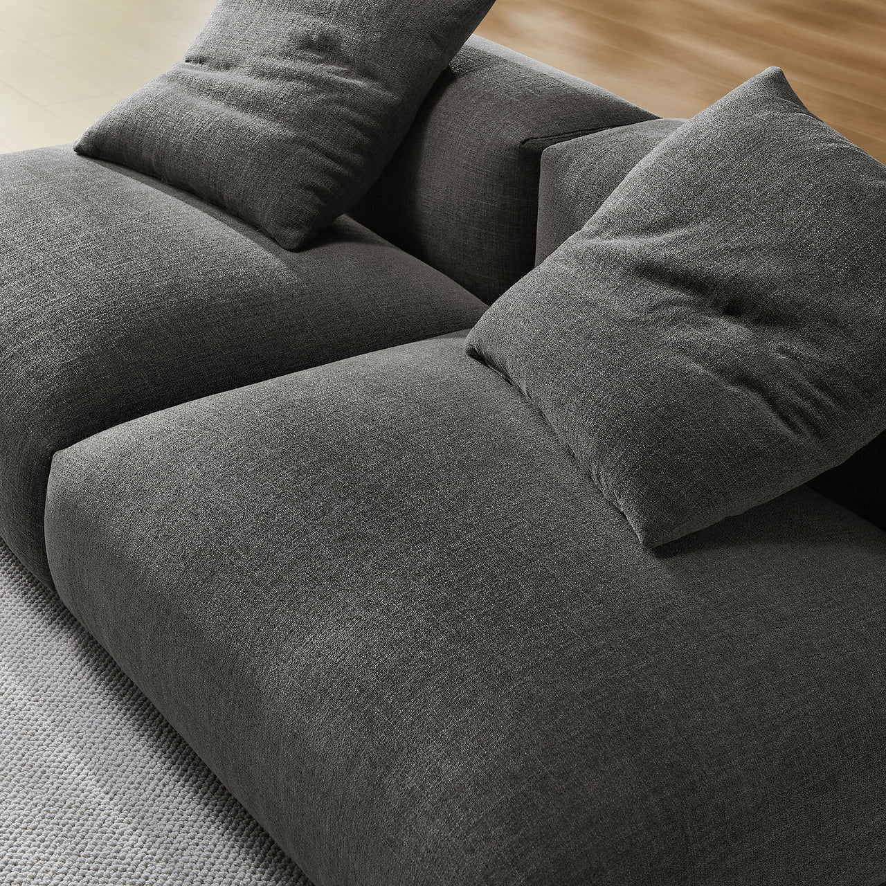 Leisure 2-Piece Modular Fabric Sofa Sectional, Charcoal