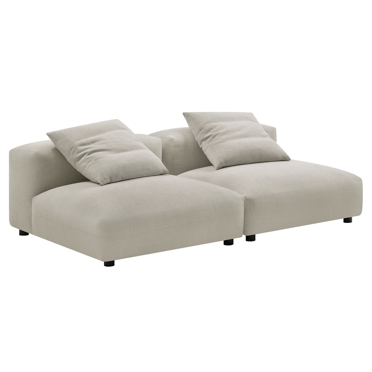 Leisure 2-Piece Modular Fabric Sofa Sectional, Linen