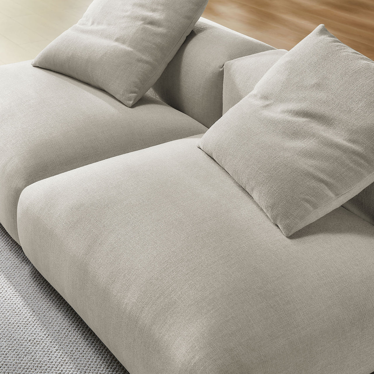Leisure 2-Piece Modular Fabric Sofa Sectional, Linen
