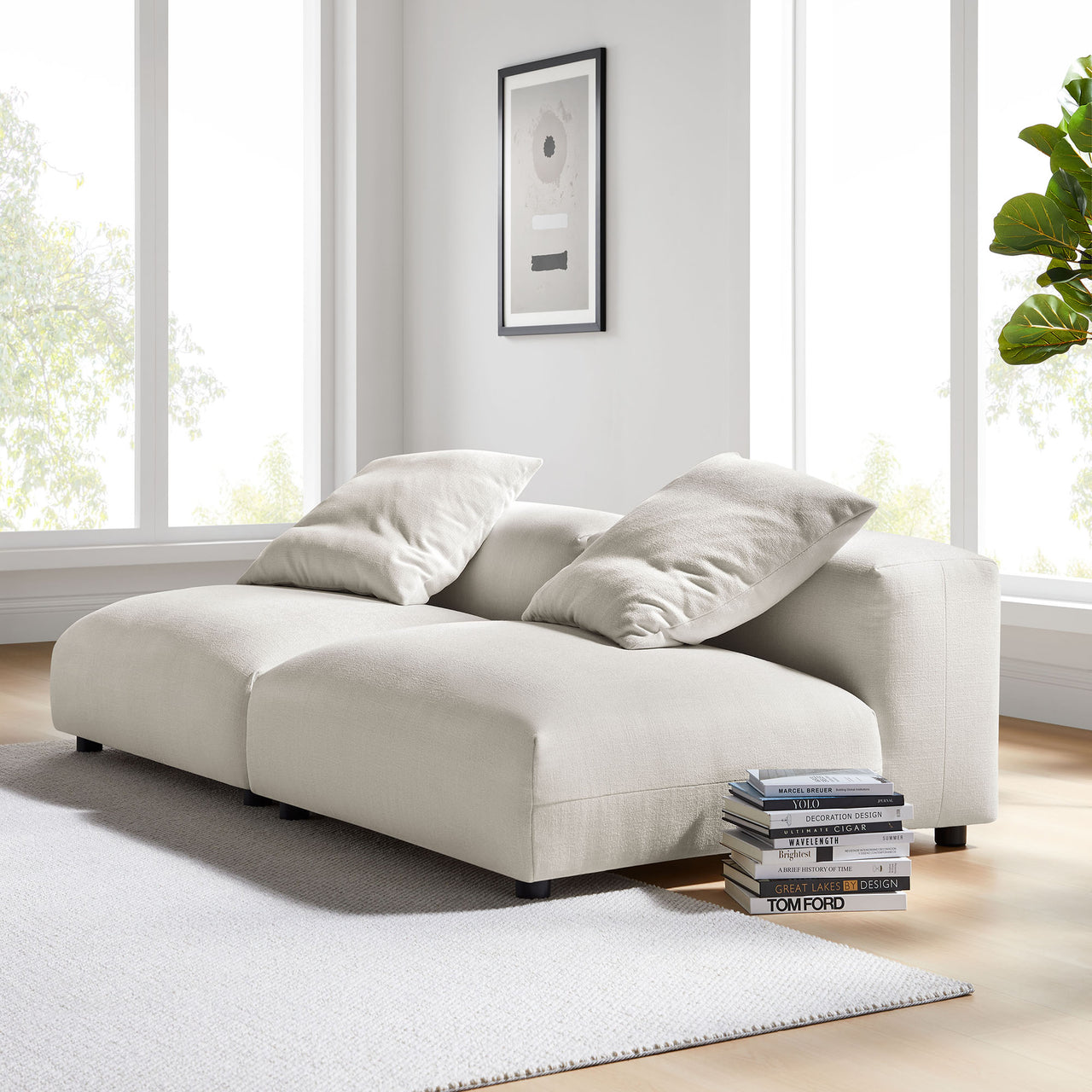 Leisure 2-Piece Modular Fabric Sofa Sectional, Sand
