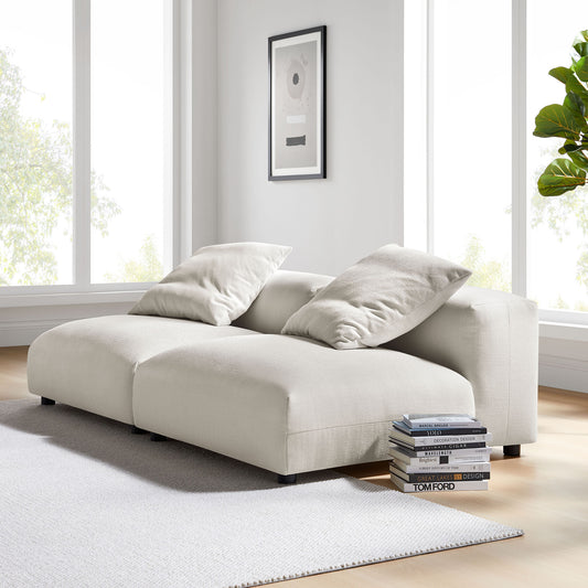 Leisure 2-Piece Modular Fabric Sofa Sectional, Sand