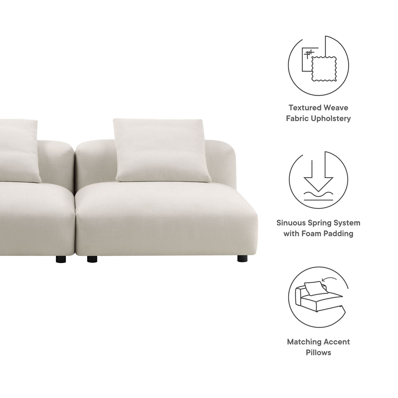 Leisure 2-Piece Modular Fabric Sofa Sectional, Sand