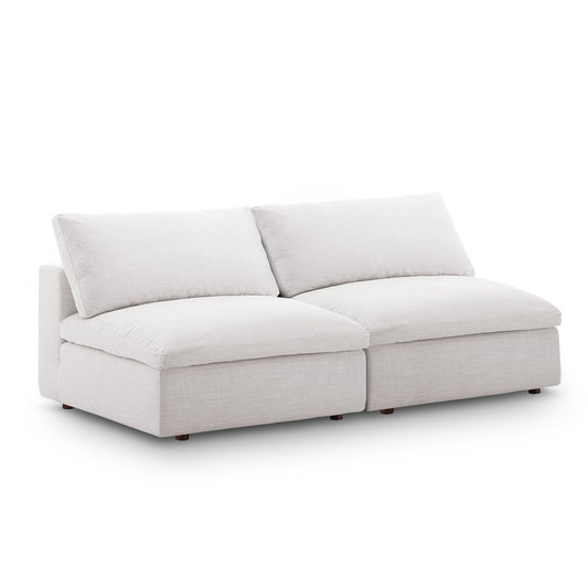 Angelic Cloudblend 2-Piece Armless Loveseat Sectional, Beige