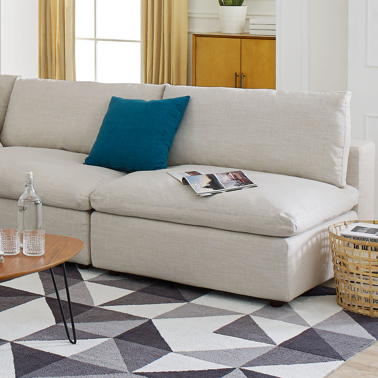 Angelic Cloudblend 2-Piece Armless Loveseat Sectional, Beige