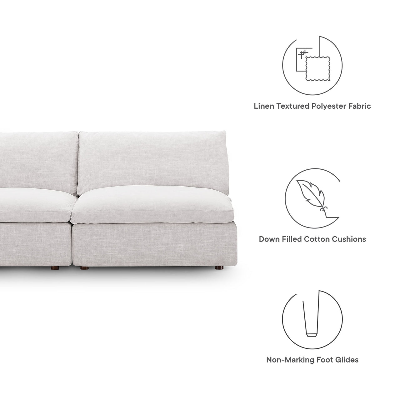 Angelic Cloudblend 2-Piece Armless Loveseat Sectional, Beige