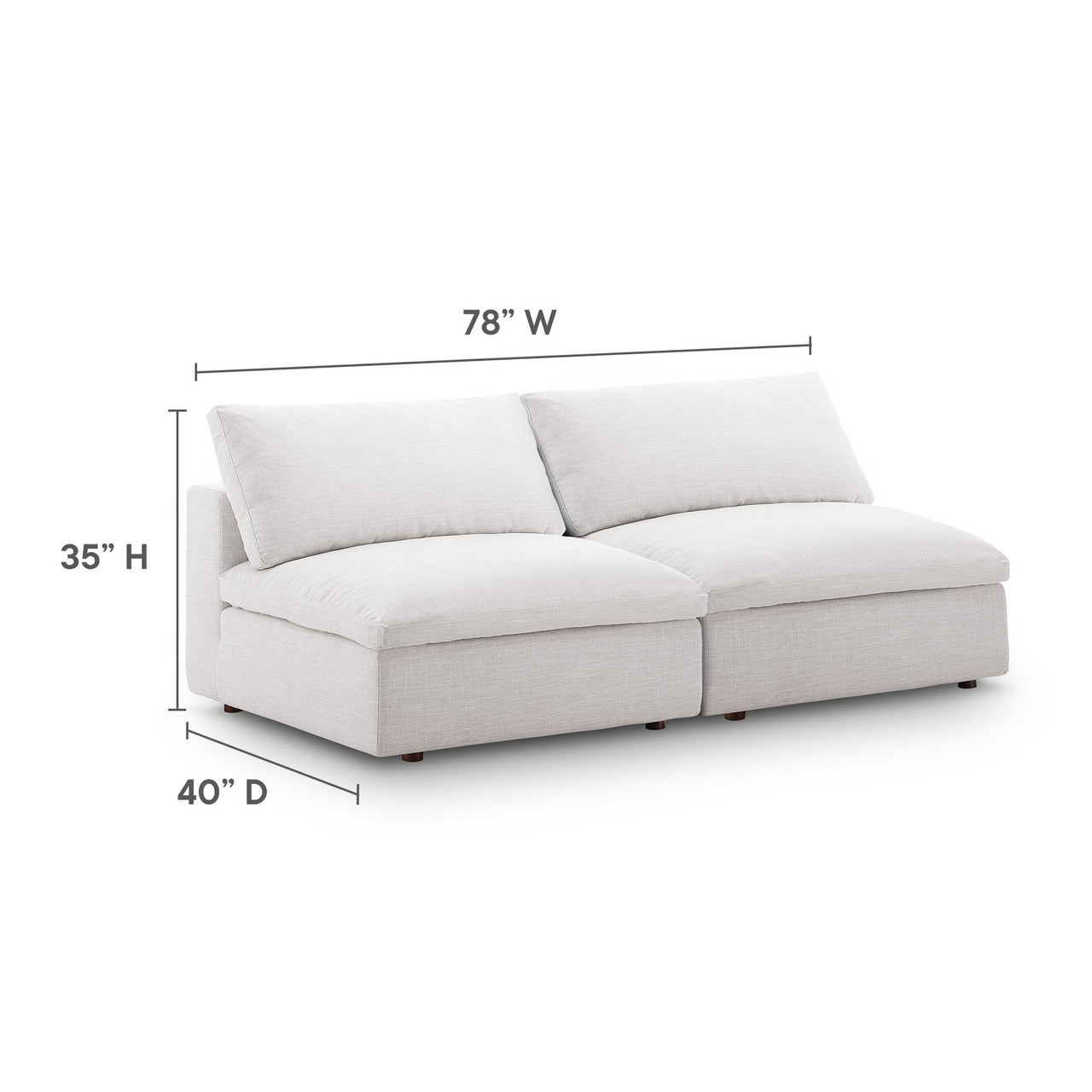 Angelic Cloudblend 2-Piece Armless Loveseat Sectional, Beige