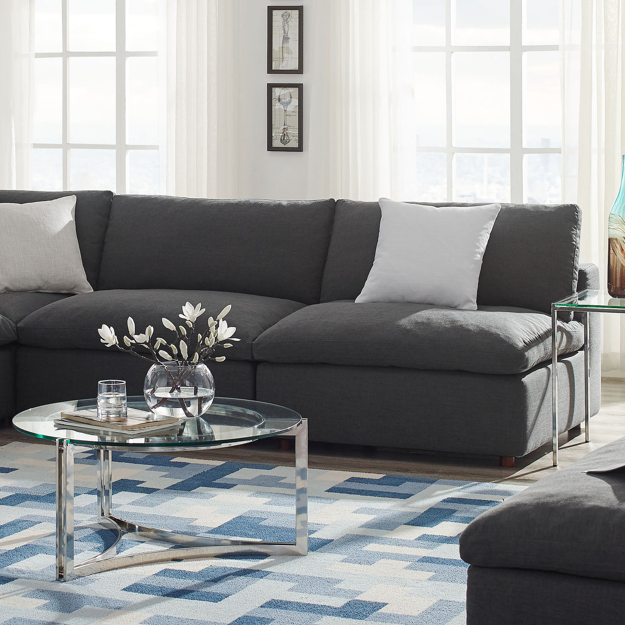Angelic Cloudblend 2-Piece Armless Loveseat Sectional, Gray