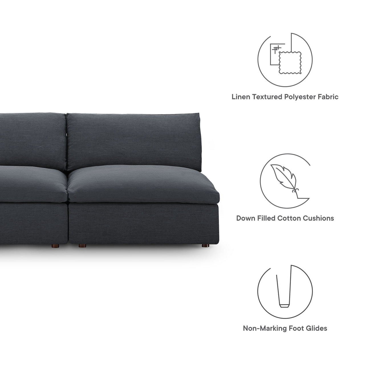 Angelic Cloudblend 2-Piece Armless Loveseat Sectional, Gray