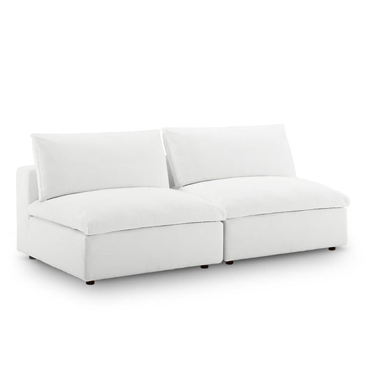 Angelic Cloudblend 2-Piece Armless Loveseat Sectional, White