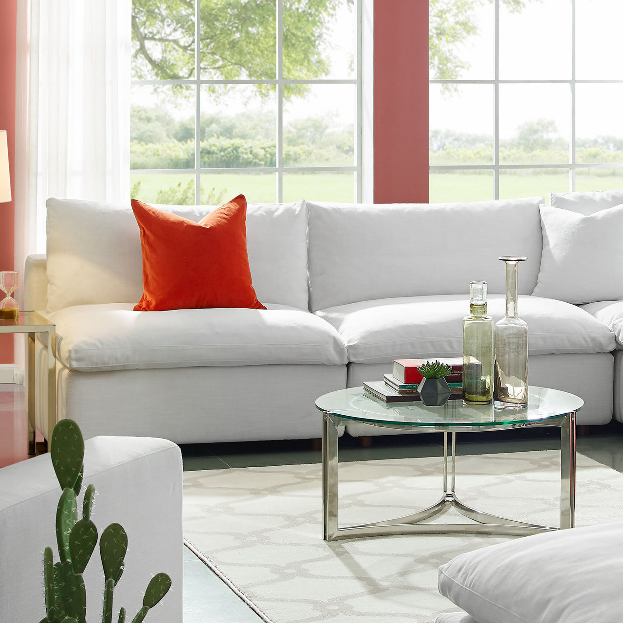 Angelic Cloudblend 2-Piece Armless Loveseat Sectional, White