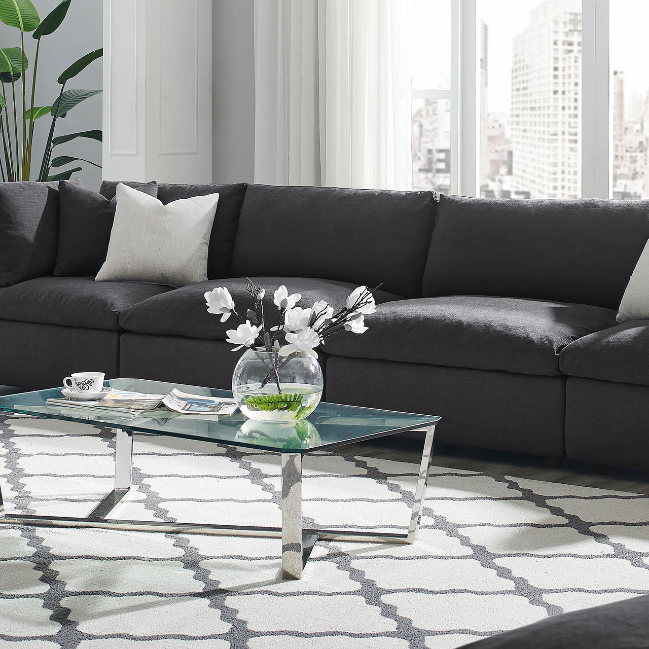 Angelic Cloudblend 3-Piece Armless Sofa Sectional, Gray