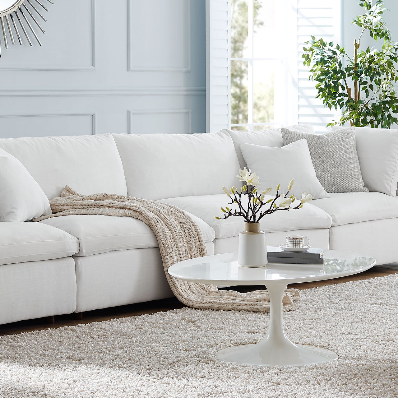 Angelic Cloudblend 3-Piece Armless Sofa Sectional, White