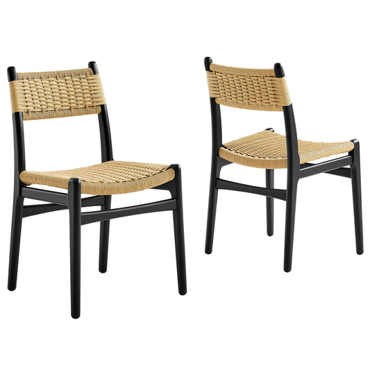 Persist Dining Chair Set of 2, Black & Natural Wood