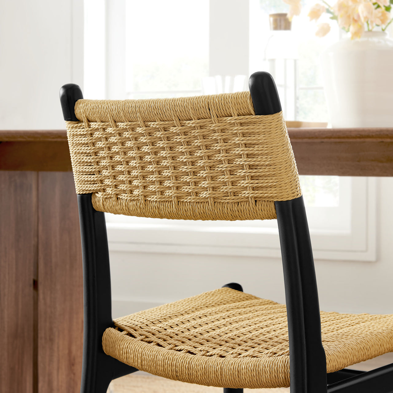 Persist Dining Chair Set of 2, Black & Natural Wood