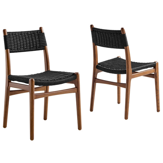 Persist Dining Chair Set of 2, Walnut & Black