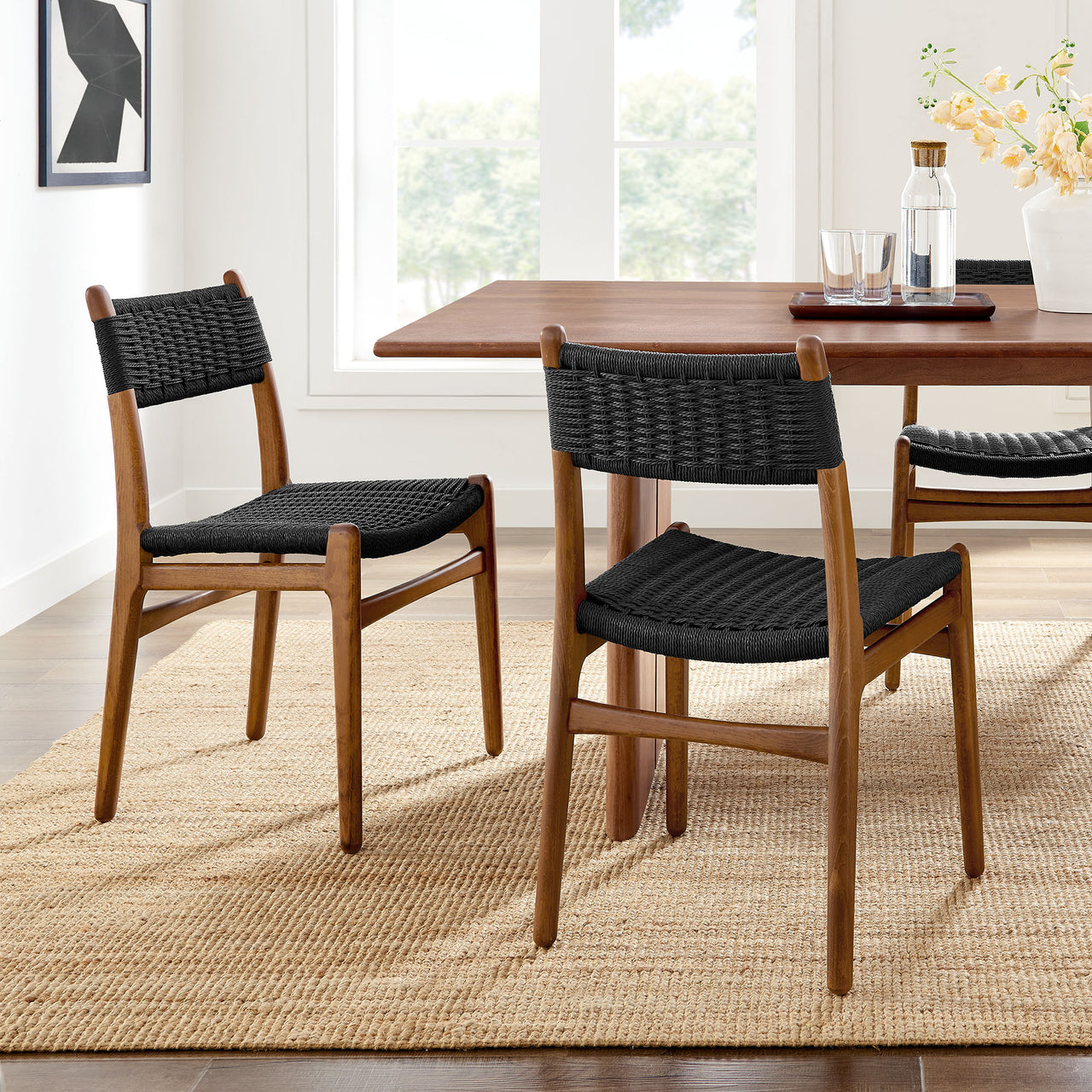 Persist Dining Chair Set of 2, Walnut & Black