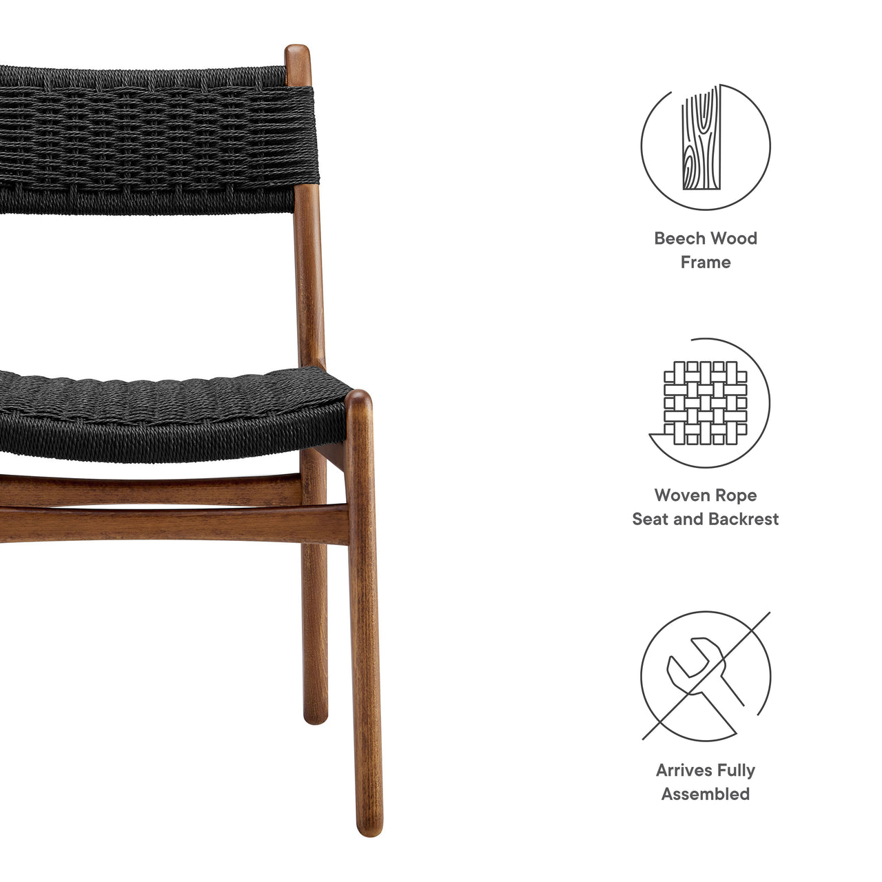 Persist Dining Chair Set of 2, Walnut & Black