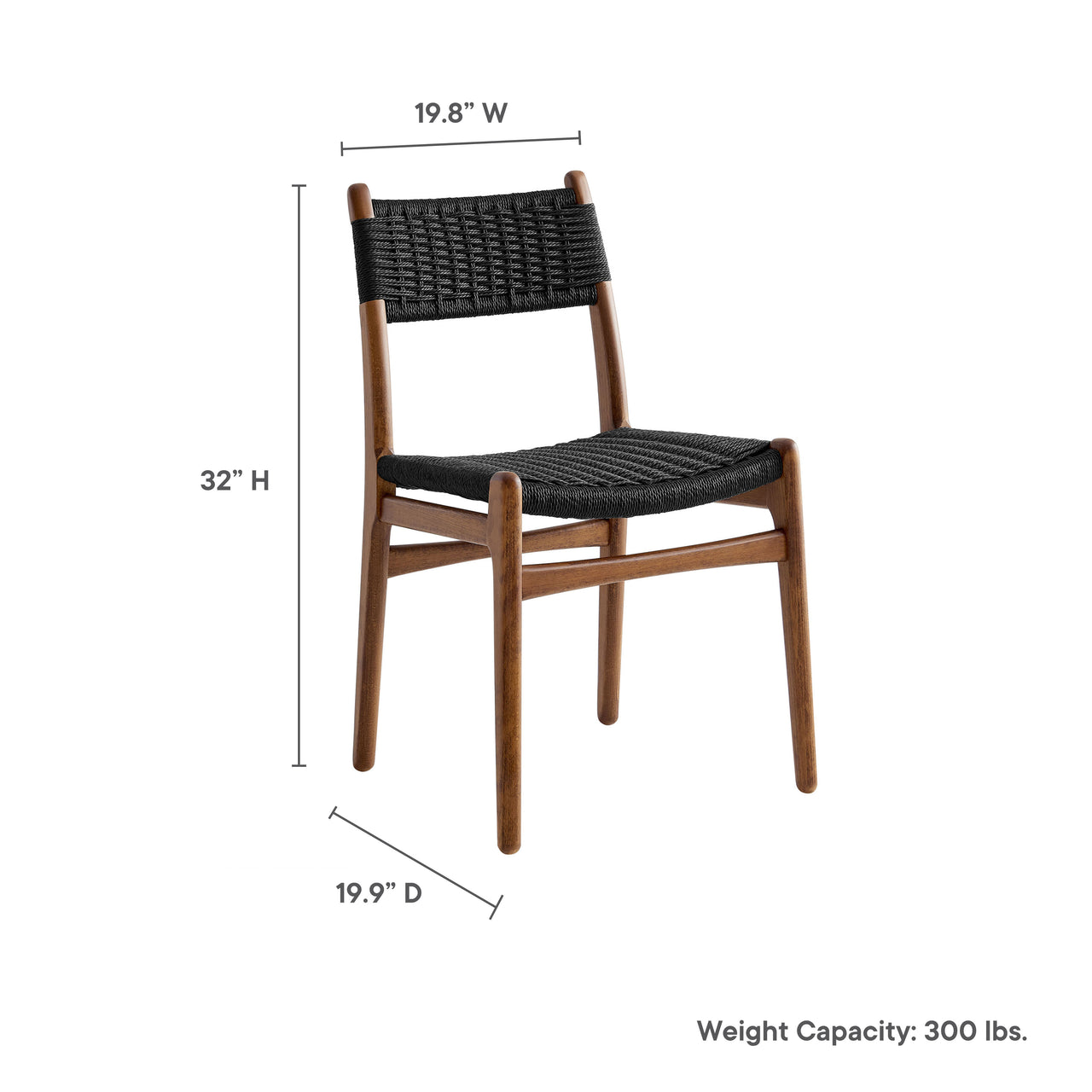 Persist Dining Chair Set of 2, Walnut & Black