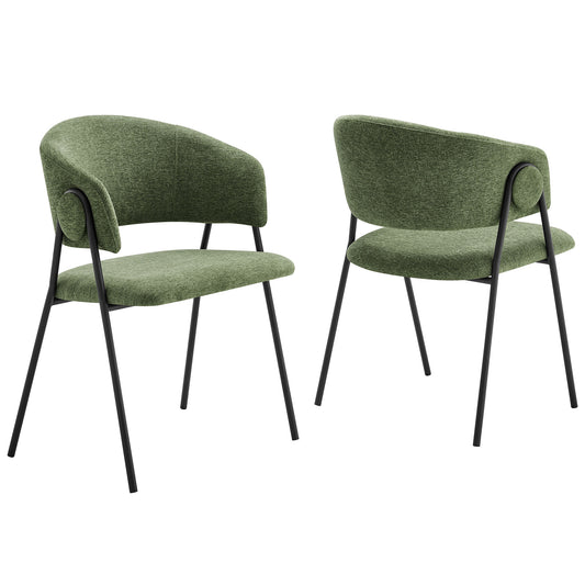 Alexis Chenille Dining Chair Set of 2, Fern & Black