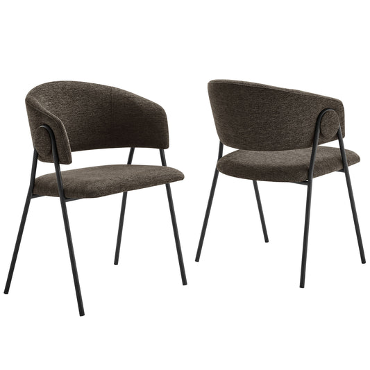 Alexis Chenille Dining Chair Set of 2, Coffee & Black