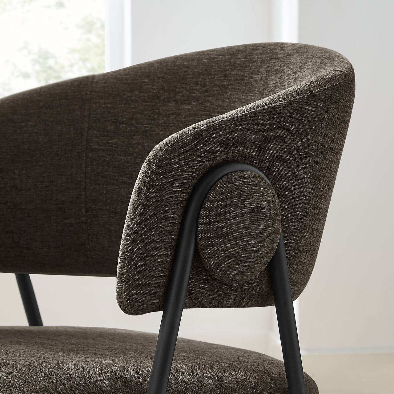 Alexis Chenille Dining Chair Set of 2, Coffee & Black