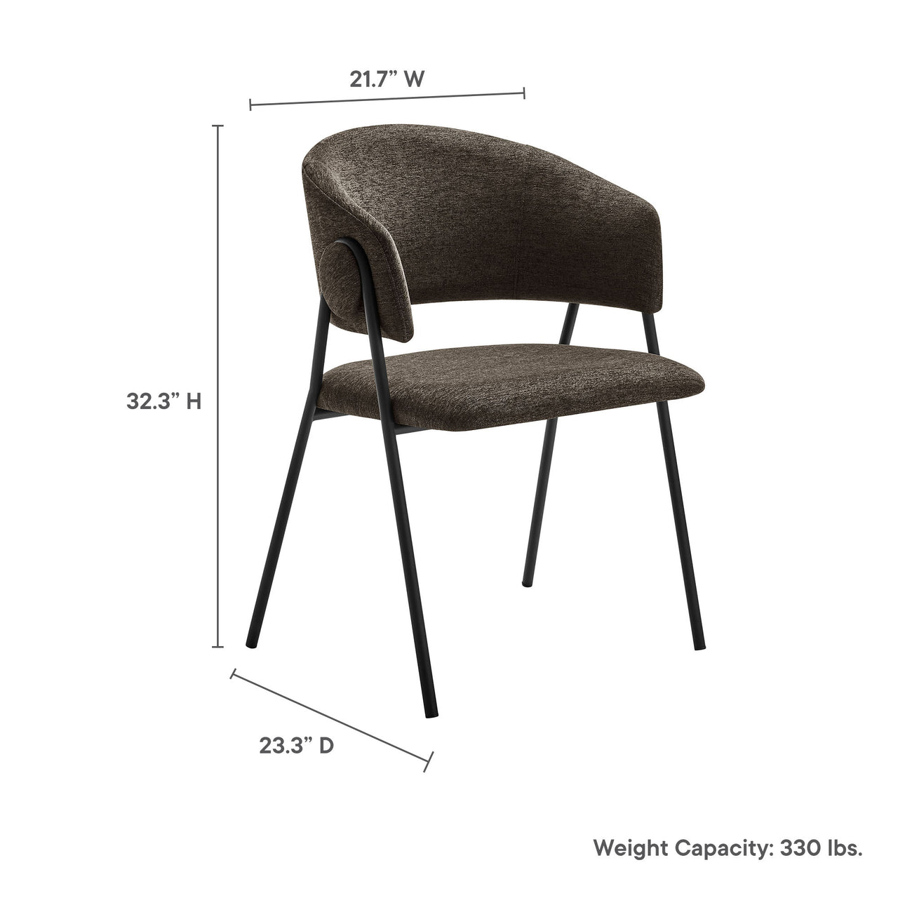 Alexis Chenille Dining Chair Set of 2, Coffee & Black