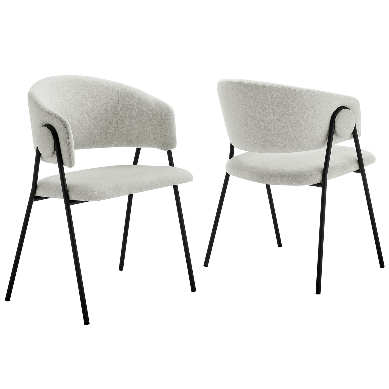 Alexis Chenille Dining Chair Set of 2, Light Gray & Black