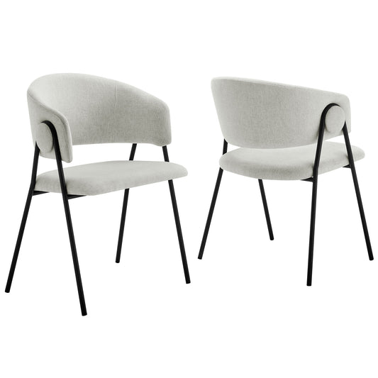 Alexis Chenille Dining Chair Set of 2, Light Gray & Black