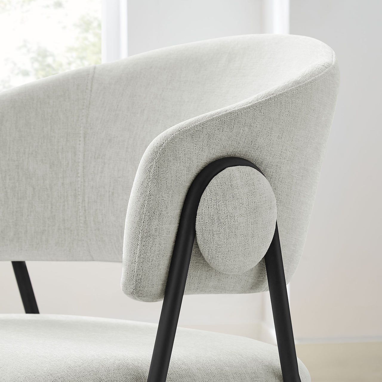 Alexis Chenille Dining Chair Set of 2, Light Gray & Black