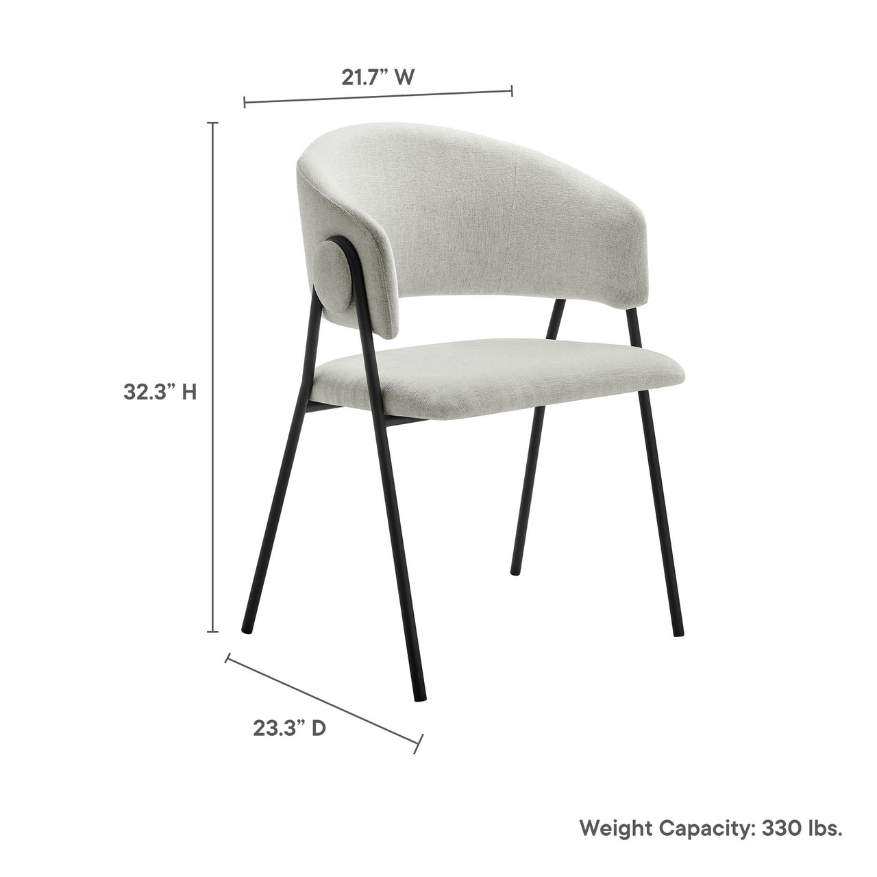 Alexis Chenille Dining Chair Set of 2, Light Gray & Black