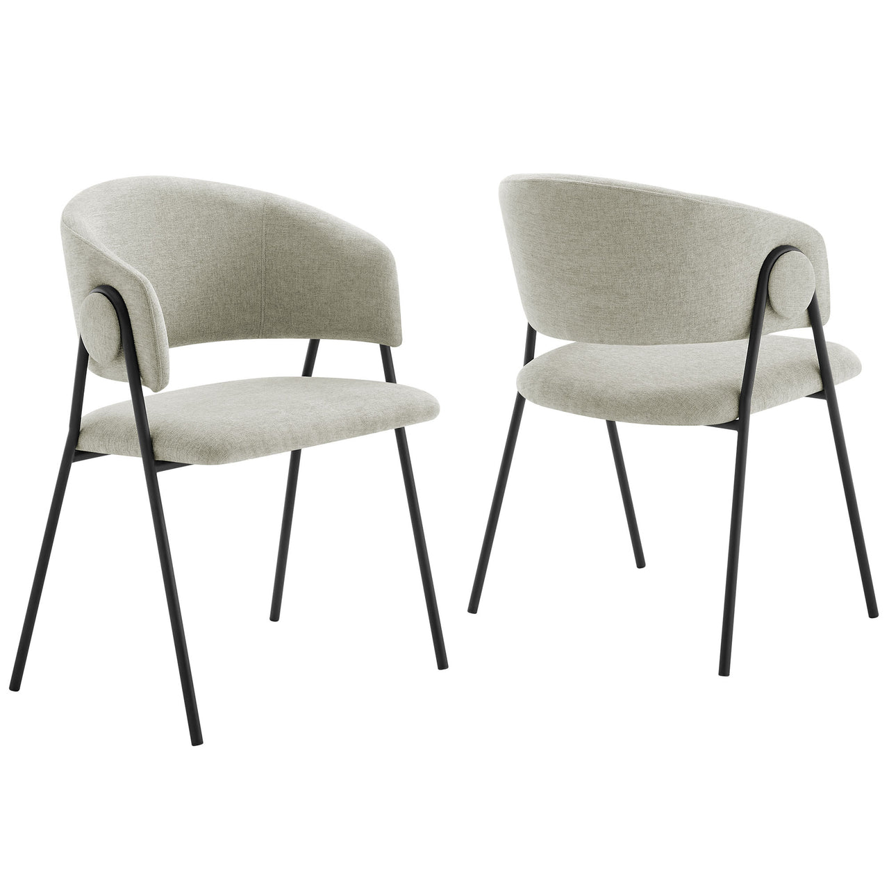 Alexis Chenille Dining Chair Set of 2, Taupe & Black