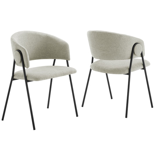 Alexis Chenille Dining Chair Set of 2, Taupe & Black