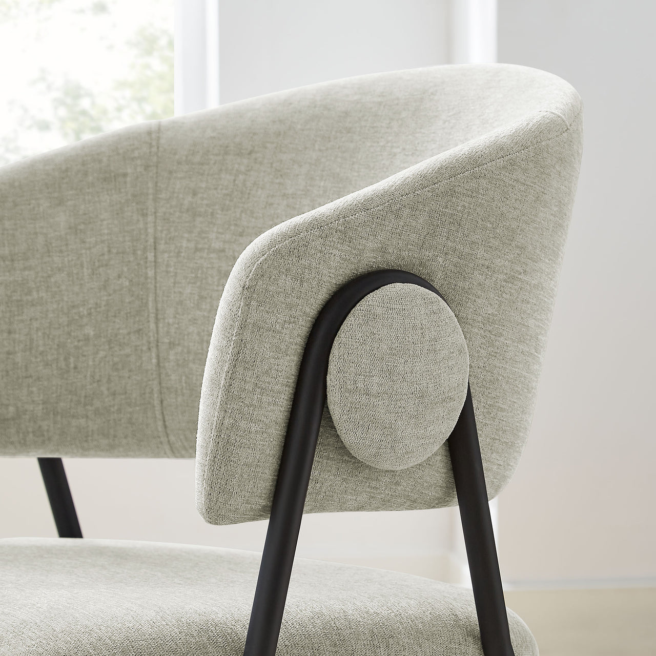 Alexis Chenille Dining Chair Set of 2, Taupe & Black