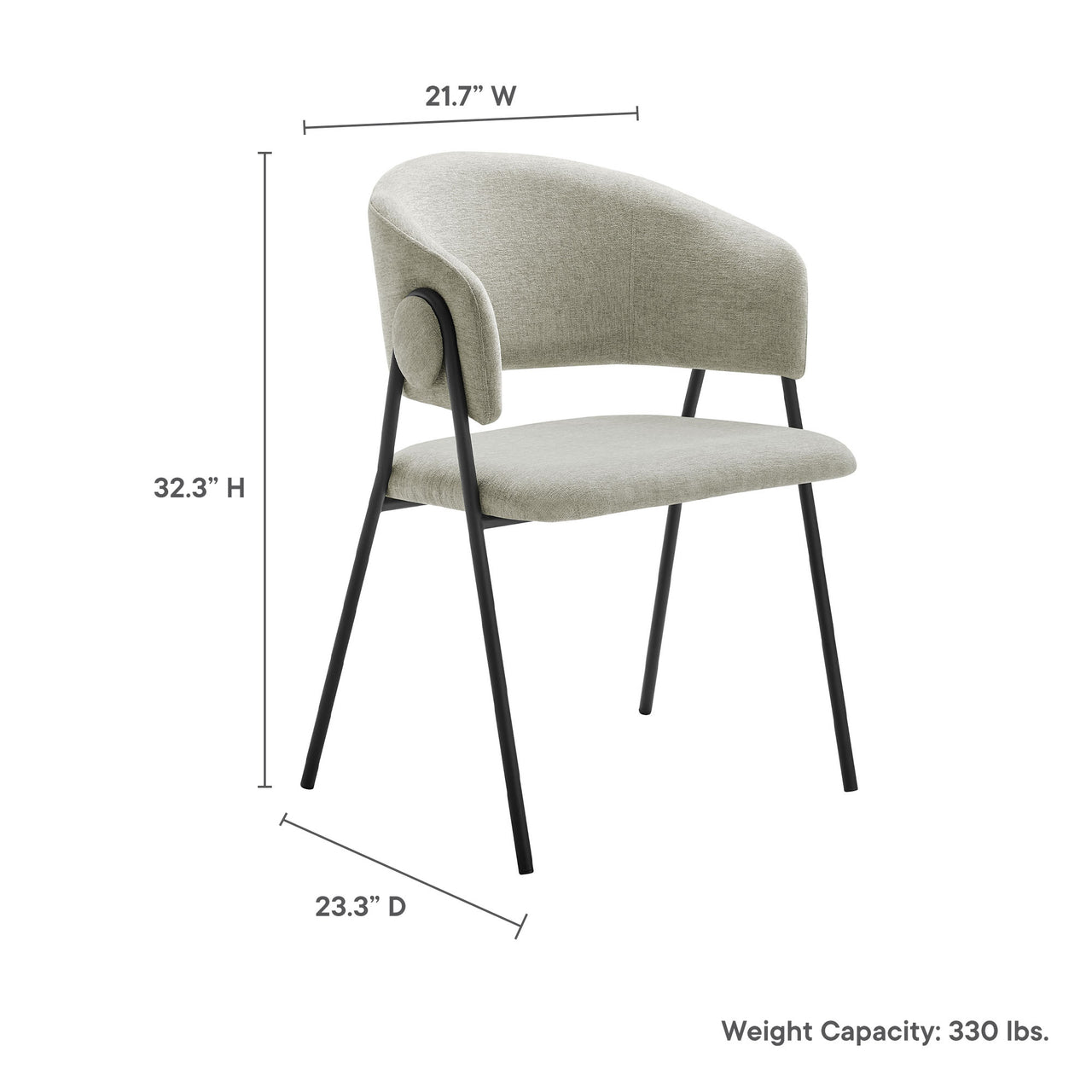 Alexis Chenille Dining Chair Set of 2, Taupe & Black