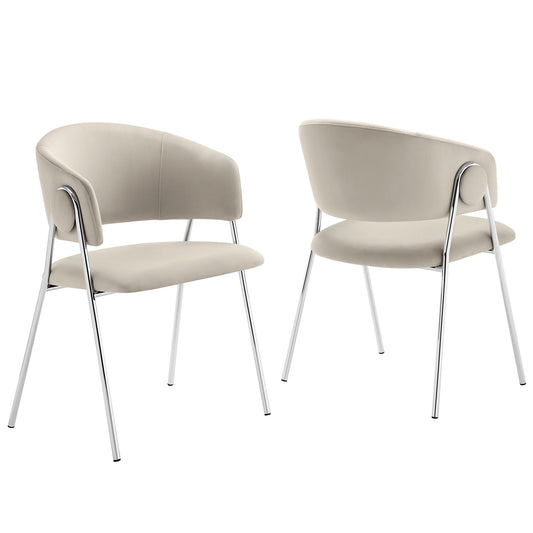 Alexis Velvet Dining Chair Set of 2, Almond