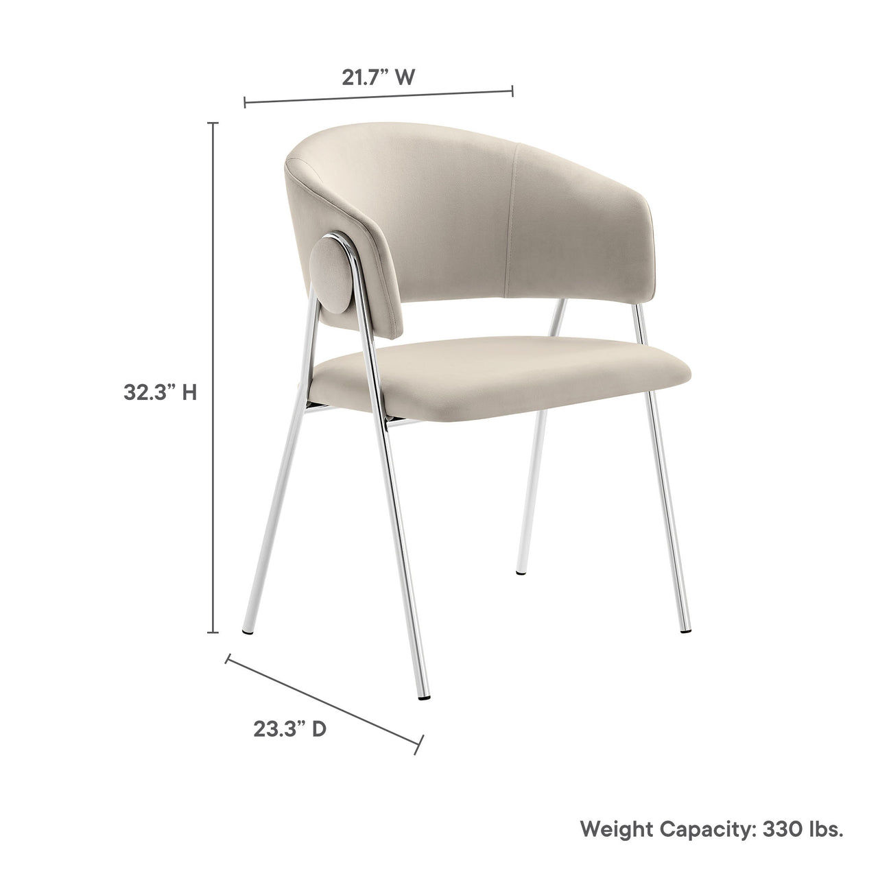 Alexis Velvet Dining Chair Set of 2, Almond