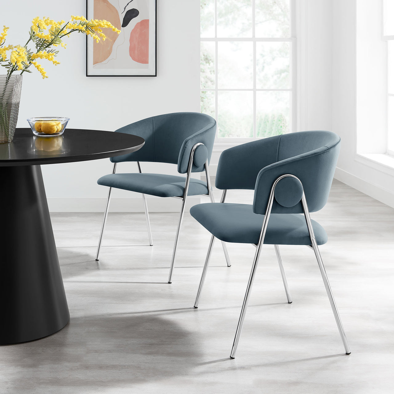 Alexis Velvet Dining Chair Set of 2, Slate