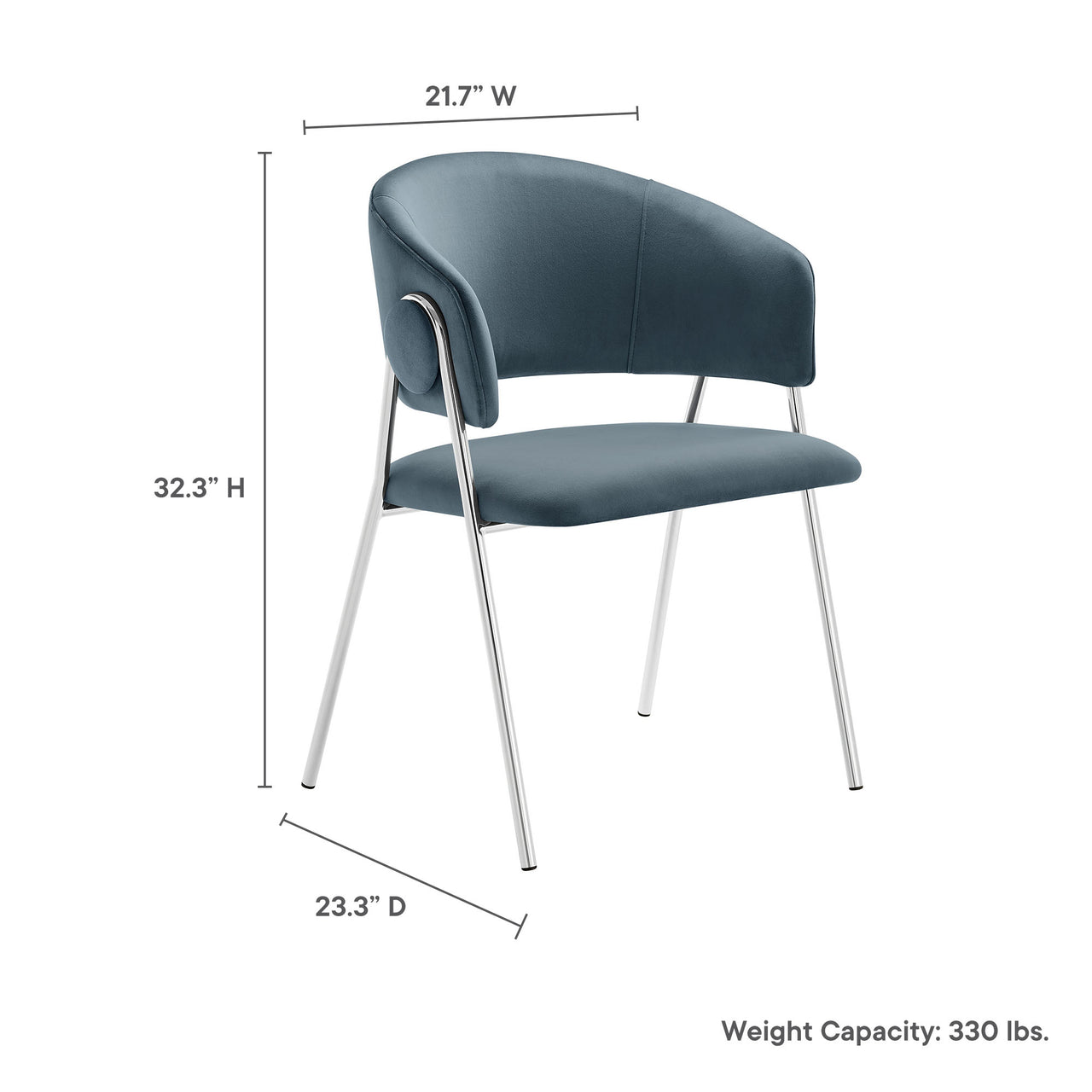 Alexis Velvet Dining Chair Set of 2, Slate