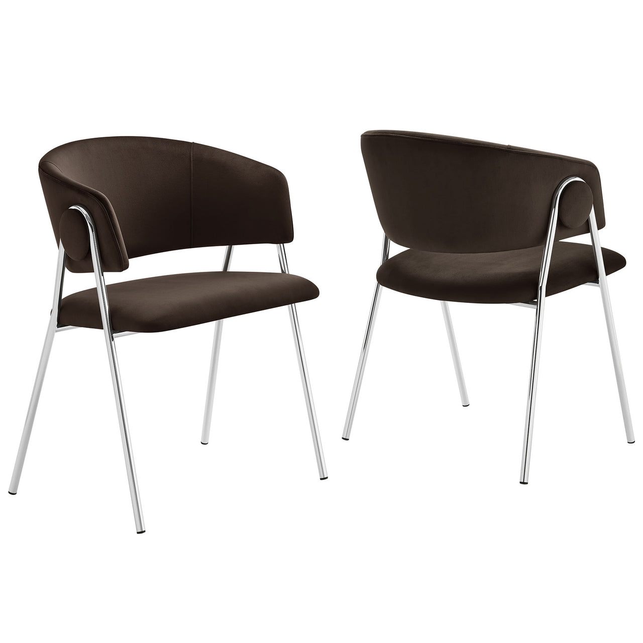 Alexis Velvet Dining Chair Set of 2, Chocolate Brown