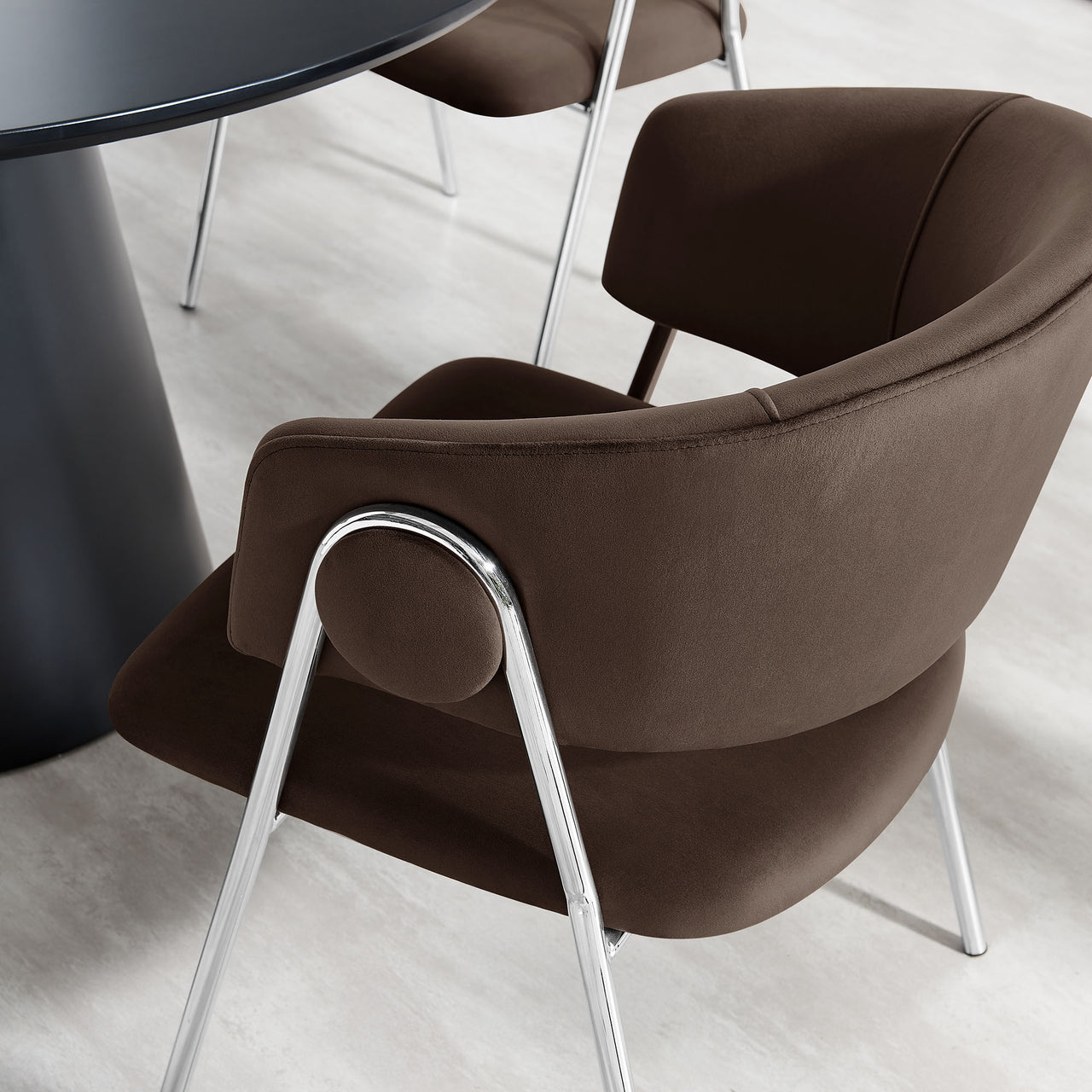 Alexis Velvet Dining Chair Set of 2, Chocolate Brown