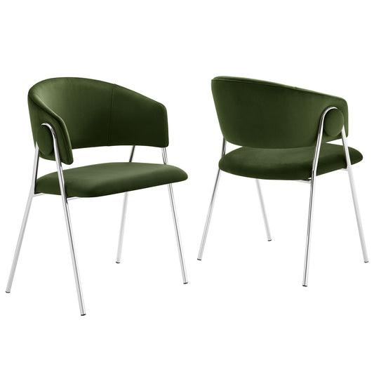 Alexis Velvet Dining Chair Set of 2, Basil