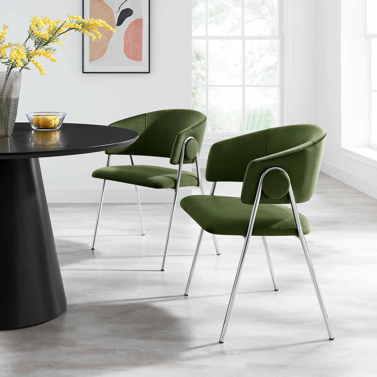 Alexis Velvet Dining Chair Set of 2, Basil