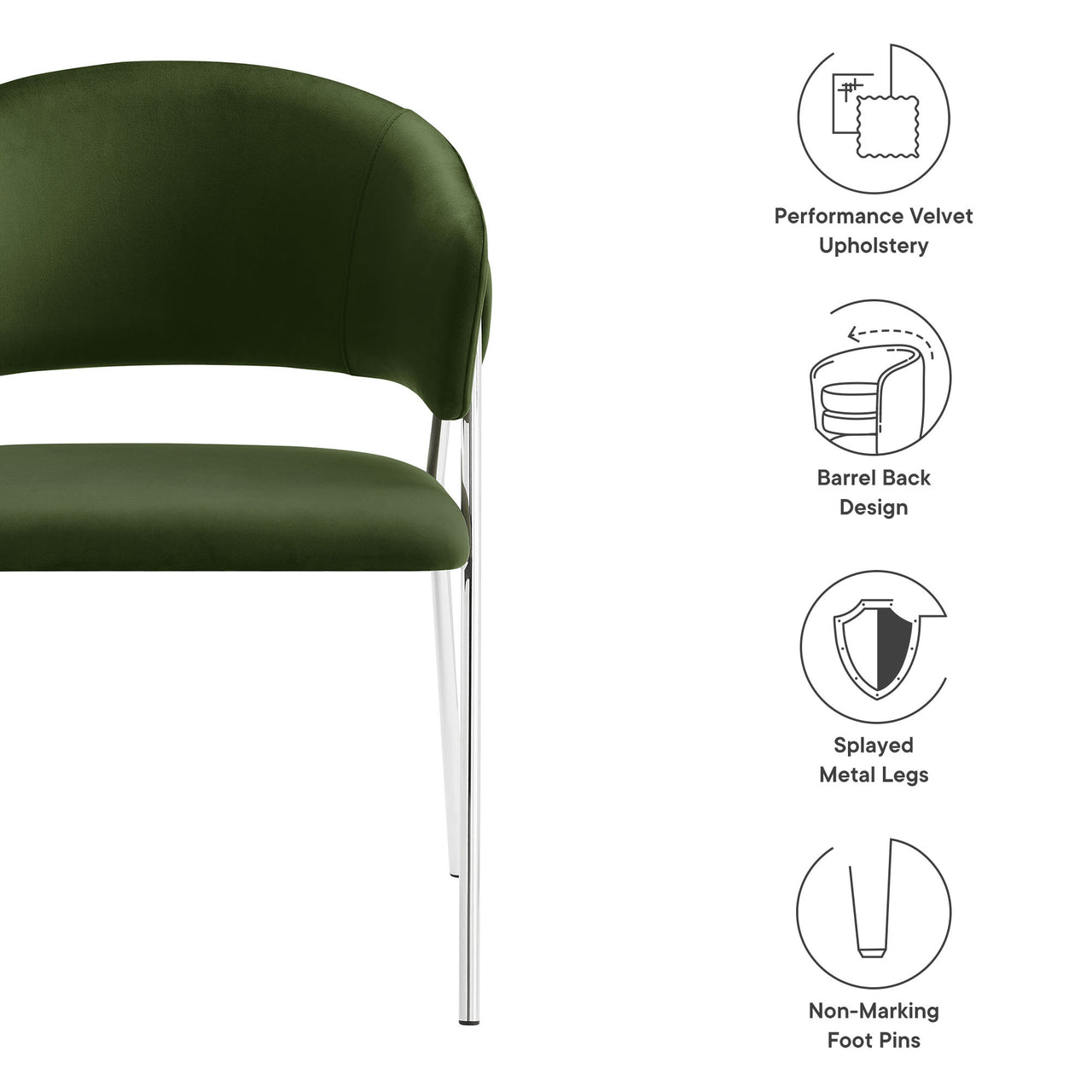 Alexis Velvet Dining Chair Set of 2, Basil