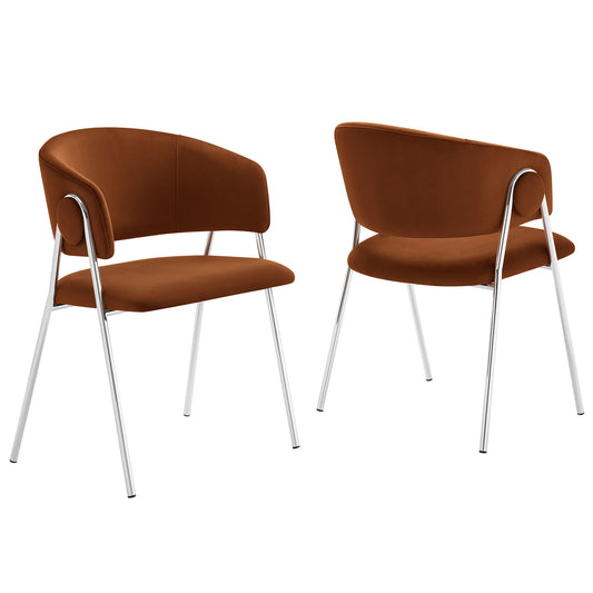 Alexis Velvet Dining Chair Set of 2, Terracotta